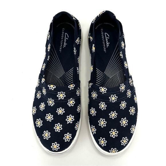 Clarks Cloudsteppers Breeze Ave Slip-On Flats/Sneaker Sz 10 W Daisy Floral Denim - Picture 10 of 16